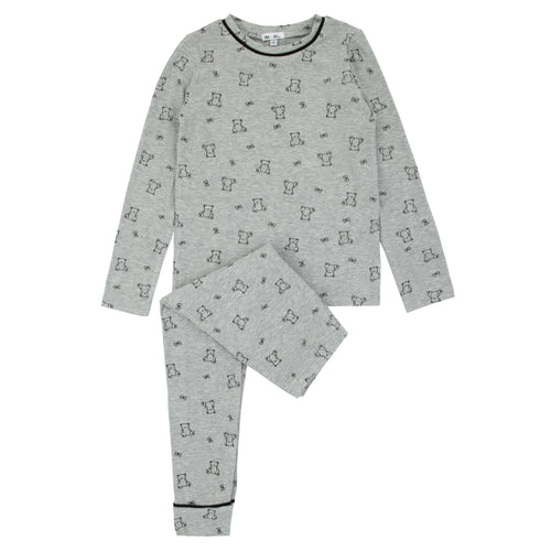 Modal Bear Print PJ Grey