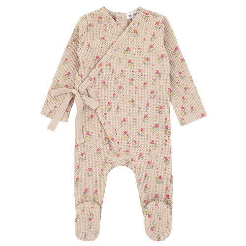 Mock Wrap Waffle Footie Ivory