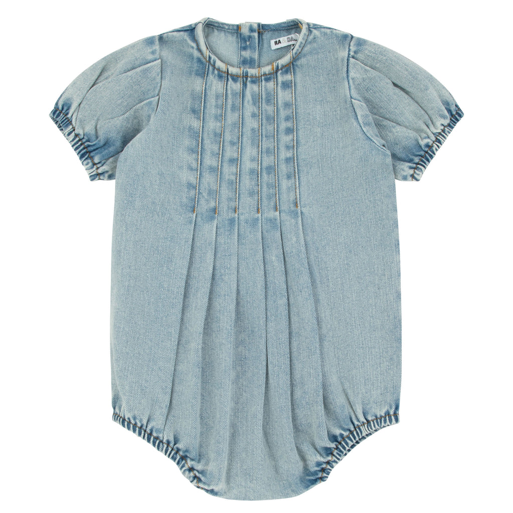 Front Pleat Denim Girls Romper