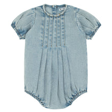 Load image into Gallery viewer, Front Pleat Denim Girls Romper