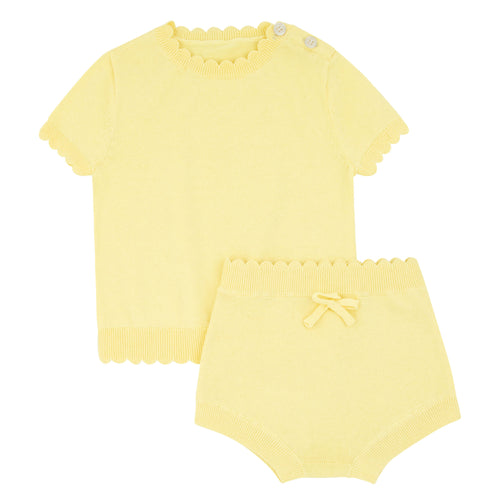 Thin Knit  Scalloped Bloomer Set