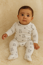 Load image into Gallery viewer, Modal Bear Print Footie White
