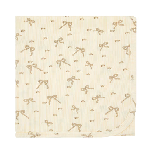 Mock Wrap Bow Print Blanket Neutral