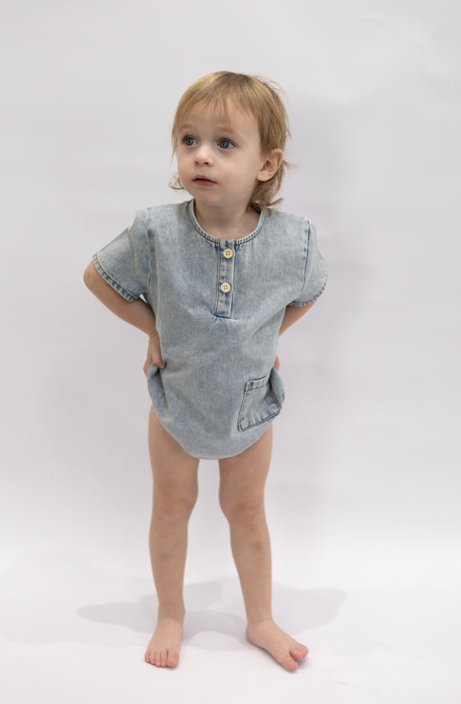 Denim Pocket Romper