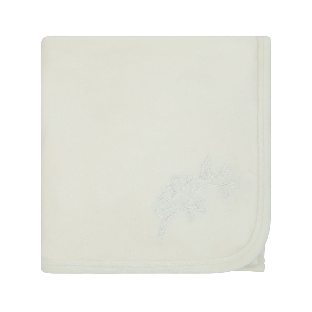 Bird Motif Blanket White