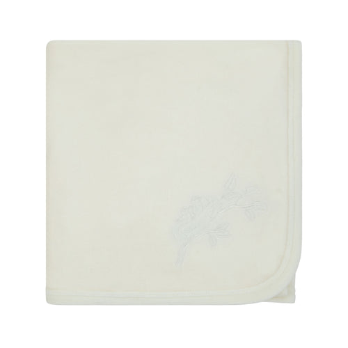 Bird Motif Blanket White
