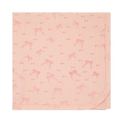 Mock Wrap Bow Print Blanket Pink