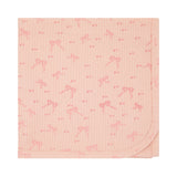 Mock Wrap Bow Print Blanket Pink