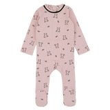 Modal Bear Print Footie Pink