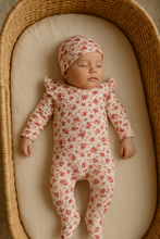 Load image into Gallery viewer, All Over Floral Footie Red