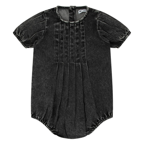 Front Pleat Denim Girls Romper