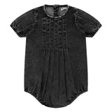 Front Pleat Denim Girls Romper