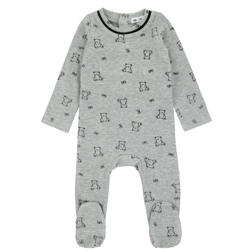 Modal Bear Print Footie Grey