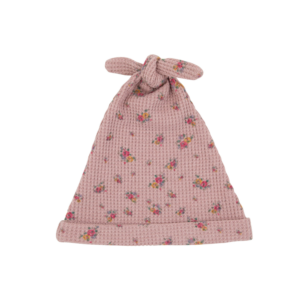 Mock Wrap Waffle Hat Pink