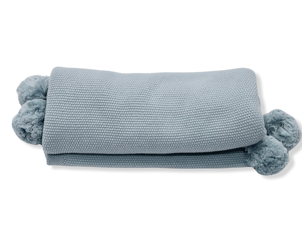 Sky Blue Knit Stroller Blanket