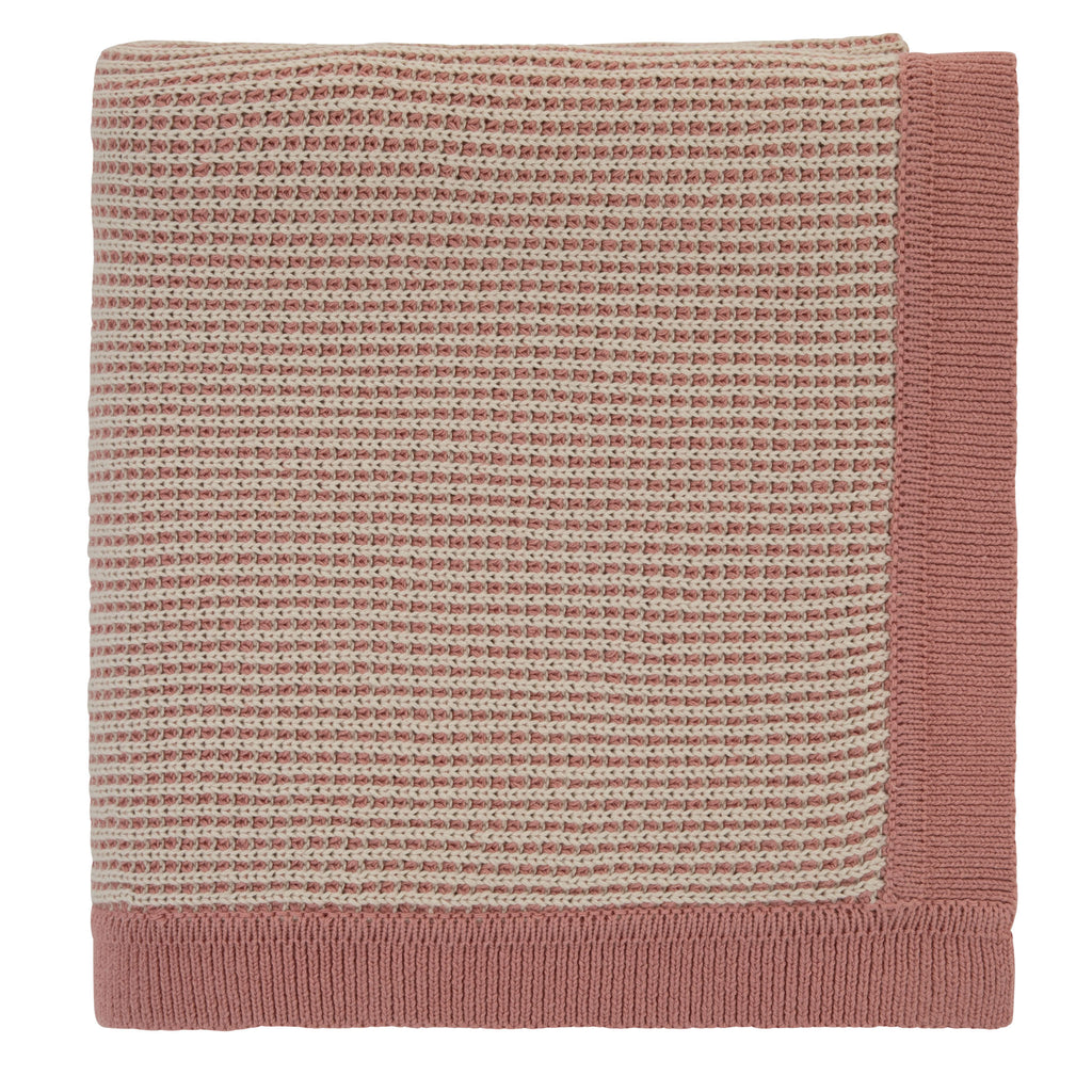 GRID KNIT STROLLER BLANKET - ROSE